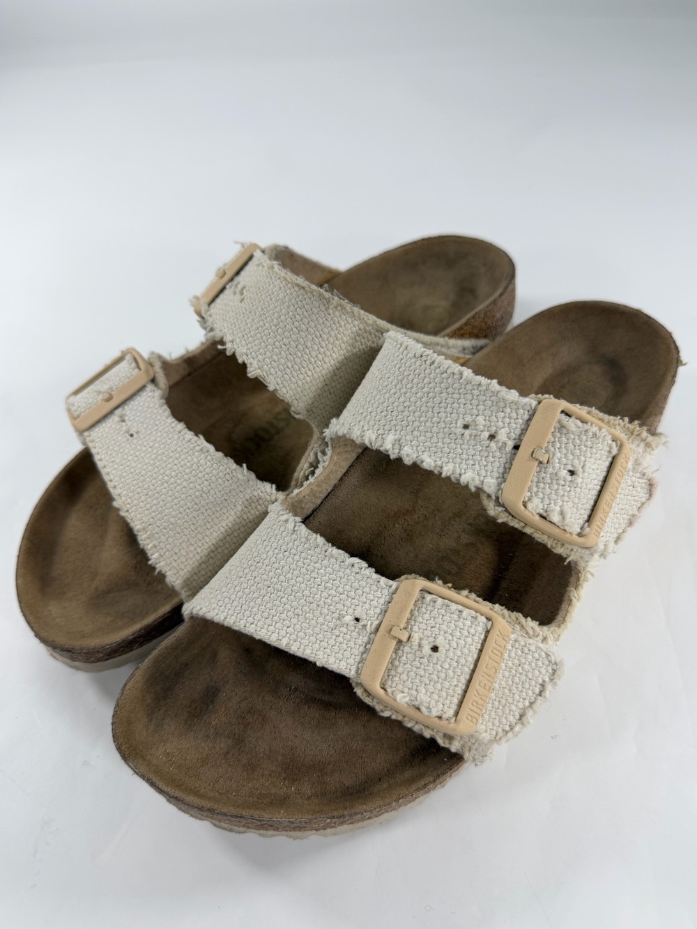 Birkenstock Kids Natural Canvas Double-Strap Sandals